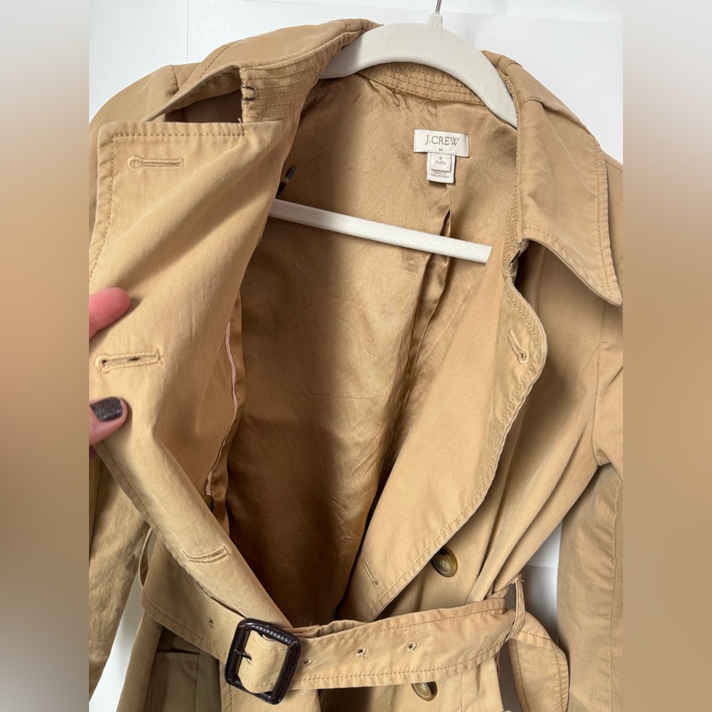 J. Crew Tan Trench Coat size 4 Petite - Picture 9 of 13